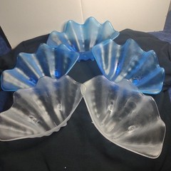 Blue And Frosted Acrylic Seashell Party Serving Bows Set Of 5