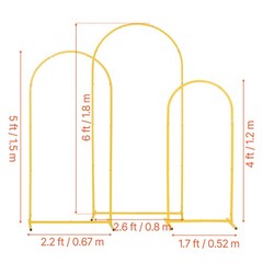 Uimoso Wedding Arch Backdrop Stand 6ft 5ft 4ft 3 PCS Metal Events Party Decor