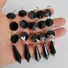 100Pcs Black Acrylic Crystal Garland Hanging Beads Curtain Wedding Party DIY