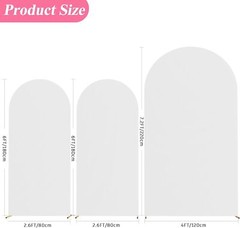 Putros White Wedding Arch Cover 7.2FT, 6FT, 6FT Spandex Fitted Round Top