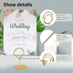 30PCS Table Number Holders Place Card Holder – Photo for Tables, Gold