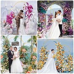 Metal Arch Backdrop Stand Set of 2 Wedding Arch Stand 7.2FT & 7.2FT, 6FT Gold