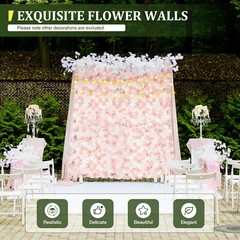 12Pcs Artificial Silk Fabric Flower Wall Panel Banquet Wedding Party Decor