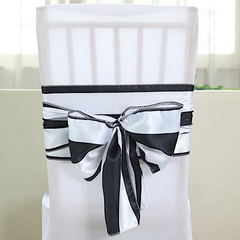 50 pcs Satin Stripe Chair Sashes Party Wedding Dinner Event Decorations Supplies