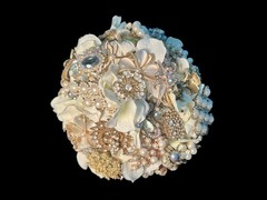 Handmade Bridal Brooch Bouquet Champagne Ivory Pearls Rhinestone Wedding