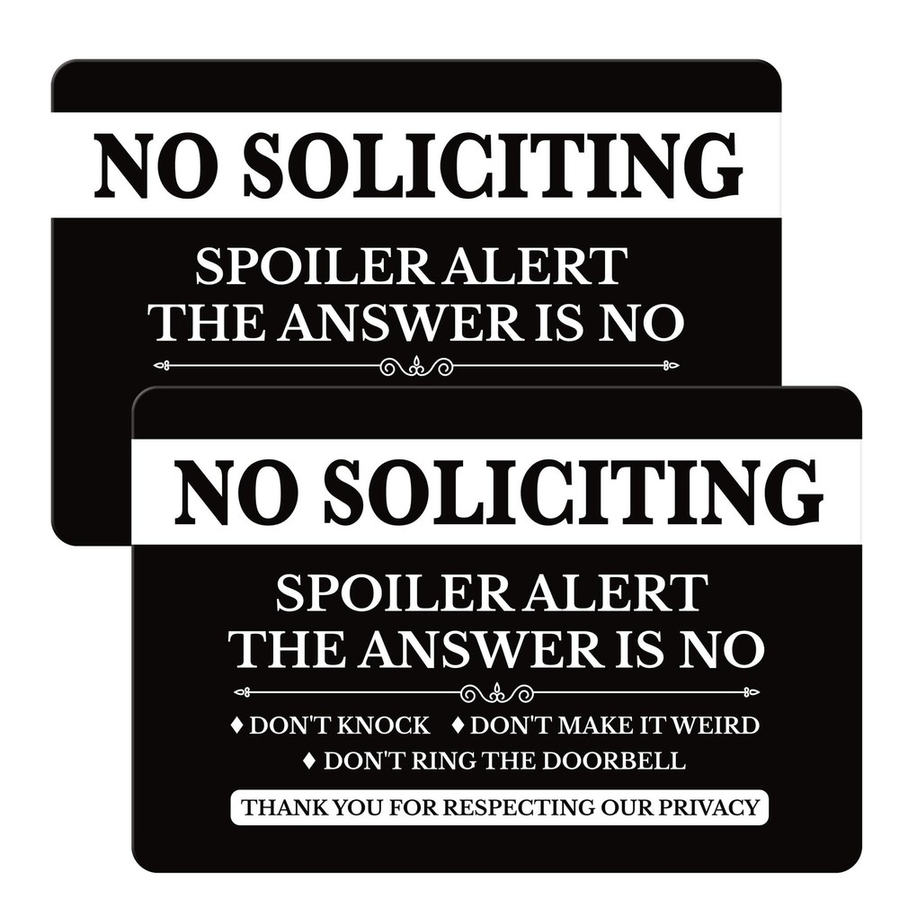 No Soliciting Sign for House Funny, No Soliciting Sign for Front Door, 6×4 In…