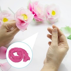 15Pcs Stocking Flower Fabric 65cm/26″ for DIY Mesh Flowers Making, Dark Pink