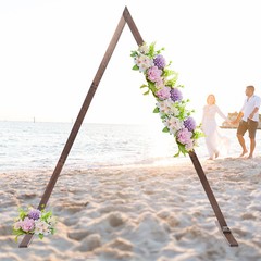 Wooden Triangle Wedding Arch 8.2ft Rustic Backdrop Stand With Grass Nails Decor