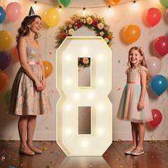 4FT Marquee Numbers 8 Sign,Large Light Up Numbers Party Decoration – Hook and…