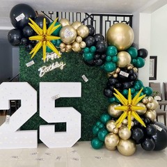 Dark Green and Black Balloon Arch Kit with Explosion Star Balloons, 123pcs Em…