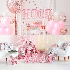 Pink LED Light Up Marquee Numbers, Glitter Lighted Numbers Sign Battery Opera…