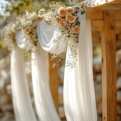 HOLITS White Wedding Arch Draping Fabric – 31″W x 240″L (Pack of 1),