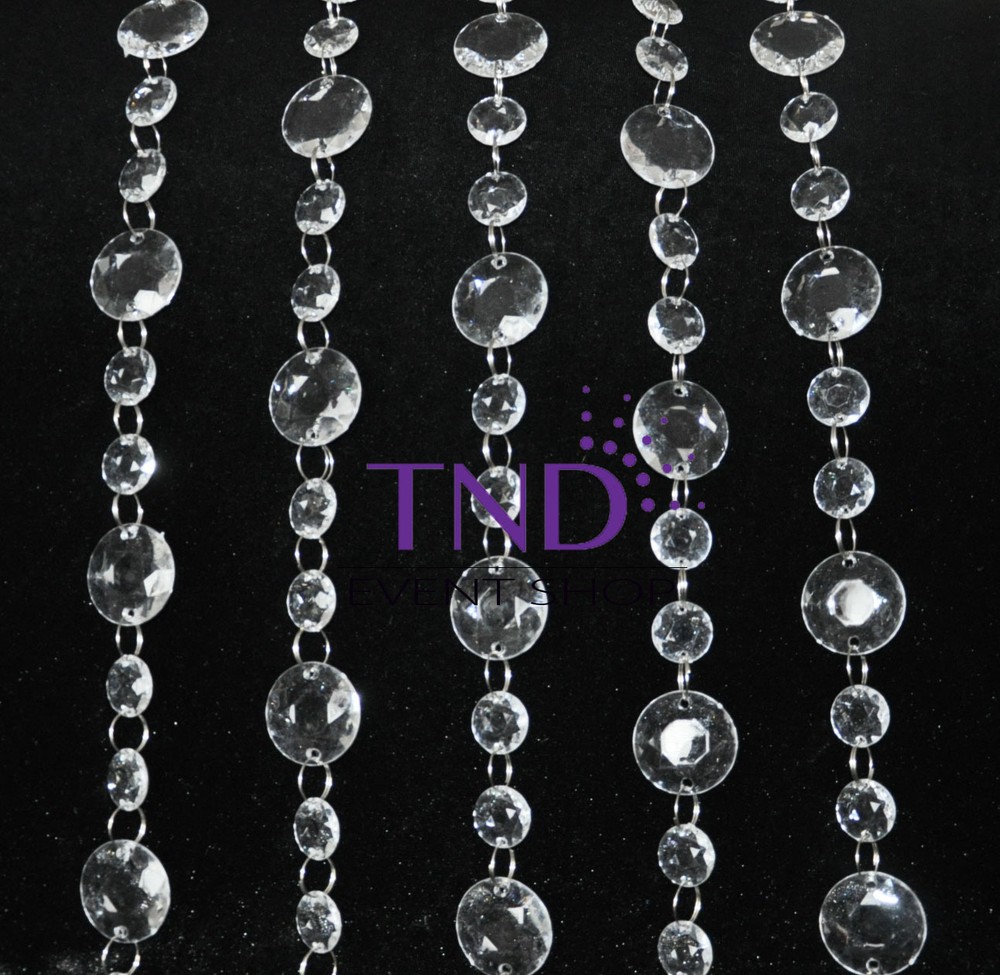 LARGE ROUND ACRYLIC CRYSTAL GARLAND STRAND CHAIN HANGING DIAMOND TREE DECOR