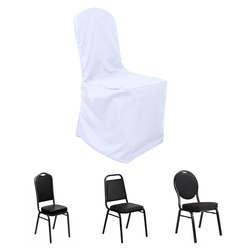 100 WHITE Polyester BANQUET CHAIR COVERS Wedding Ceremony Supplies Event Décor
