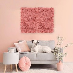 Artificial Flower Wall Panel – Set of 6 Dusty Pink Fake Silk Hydrangea Floral