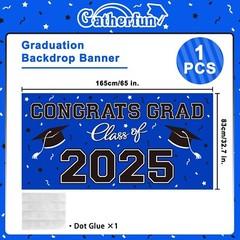 Graduation Party Decorations 2025 Plastic Backdrop – 65″ x 32.7″ Congrats Gra…