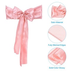 10Pcs 7″x108″ Satin Chair Sashes Ties Chair Bows Decorative Ribbon Rose Gold