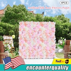 4Pcs Pink Artificial Silk Flower Wall Panel Wedding Party Venue Decor Backdrop