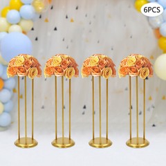 6 Pcs Gold Decorative Flower Stands, Columnar Design for Weddings, 20×60 cm