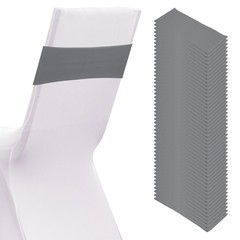 50 Pcs Spandex Chair Sashes Bows with Slider Buckle, Dark Gray