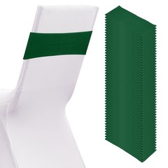 50 Pcs Spandex Chair Sashes Bows with Slider Buckle, Dark Green