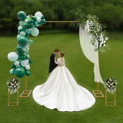 Gold Metal Wedding Balloon Stand with Flower Stands for Elegant Decor