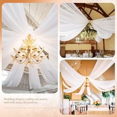 White Sheer Chiffon Ceiling Drapes for Wedding Arch Party Stage Decor