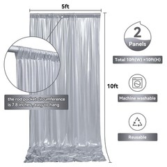 10ftx10ft Sequin Silver Backdrop Curtain for Parties, Wrinkle Free Thick Glit…