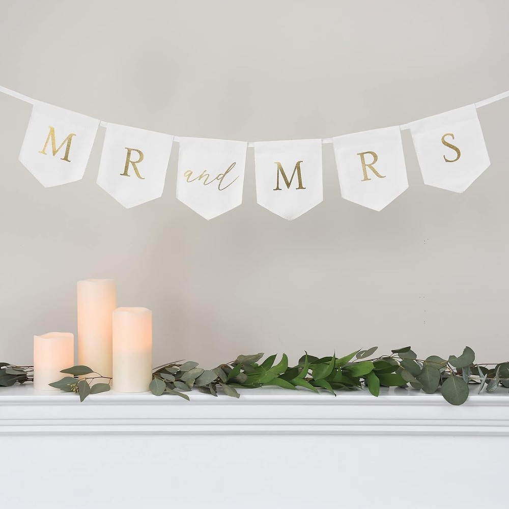 Style Me Pretty ~ MR and MRS ~ Fabric Banner ~ NEW in Box ~ 6 Ft ~ Wedding Decor