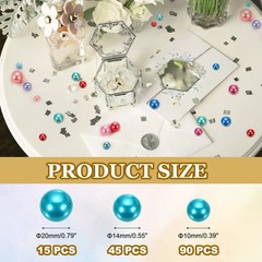 150 Pcs Pearl Bead for Vase Filler, 20/14/10mm Floating Beads(Lake Blue)
