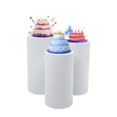 3 Pcs Round Cylinder Pedestal Stand For Wedding Party Display Stand Decor White