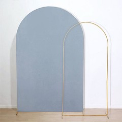 8 ft DUSTY BLUE Matte Fitted Spandex Round Top Arch Backdrop STAND COVER Party