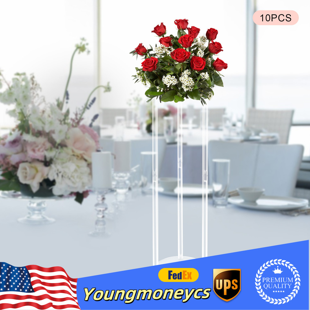 10pcs 80cm Acrylic Artificial Flower Vase Stand Wedding Centerpieces Decoration