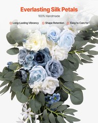 Artificial Wedding Arch Flowers Kit Blue With 2 Pcs Flowers 2 Pcs Drapes