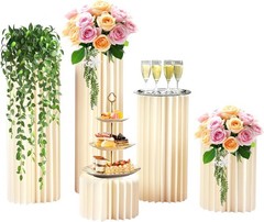DIY Accordion Cylinder Cardboard Folding Pillar Pedestal Box 5PCS Large