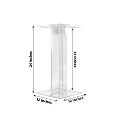 24″ CLEAR Acrylic Flower Display STAND Square Top and Base Party Decorations
