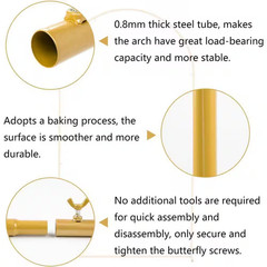 2 Pack-86.61 In. X 47.24 In. + 79.2 In. X 39.6 In. Gold Metal Wedding Arch Stand