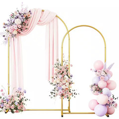 2 Pack-86.61 In. X 47.24 In. + 79.2 In. X 39.6 In. Gold Metal Wedding Arch Stand