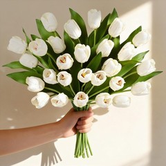 Livole 12 Pcs White Tulips Artificial Flowers Real Touch Tulips Fake Faux Tul…