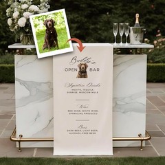 Custom Dog Wedding Open Bar Sign Fabric Pet Menu Banner