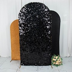 3 BLACK GOLD Assorted Fitted Round Top Arch Backdrop STAND COVERS Set Party