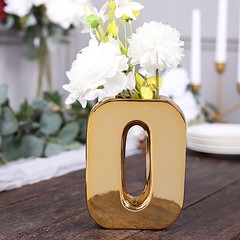 GOLD 6″ Ceramic O Symbol Flower VASE Table Centerpiece Party Events Decorations