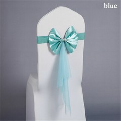 5pcs Chair Back Flower Cover Bowknot Gauze Stretch Wedding Party Decorations SPW