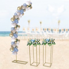 Ballon Arch Stand And 2 Wedding Flower Stands, Arch Backdrop Stand For Parties