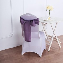 10 Violet Amethyst Polyester CHAIR SASHES Ties Bows Wedding Ceremony Decorations