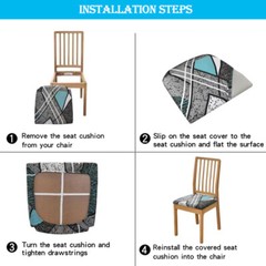 1/4/6pcs Stretch Chair Seat Covers for Dining Room Printed Chair Slipcover Home