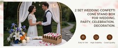 Wedding Confetti Cone Stand Box with Dried Rose Flowers(6 Litres),