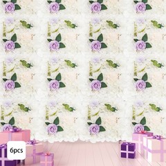 6Pcs White Purple Artificial Flower Wall Panels 3D Floral Backdrop Decoration