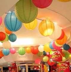 Assorted Chinese round Multi-color paper lantern wedding party hang decoration