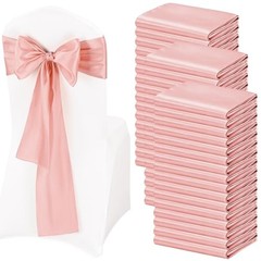 100 Pcs Satin Chair Sashes Ties, 7×108inch | Satin Chair Sashes Bows Rose Gold